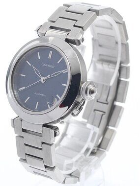 CARTIER Pasha C W31014M7 Date Navy Dial Automatic Boy's Watch_951314